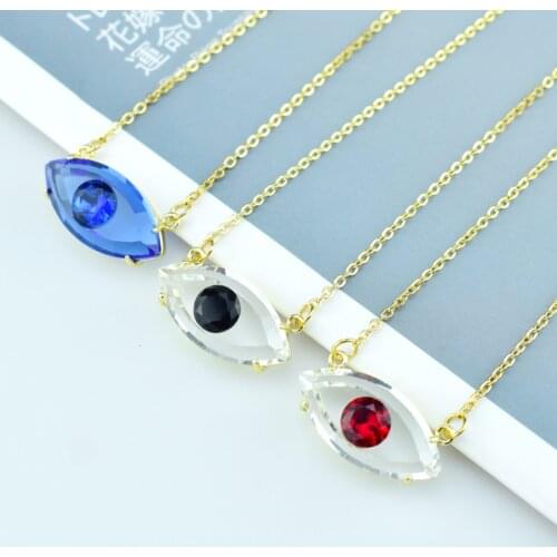 2021 Unique Turkish Crystal Evil Eyes Pendant Necklace for Womens Jewelry 20 Color Options Clavicle Chains Necklaces Gift 1pcs