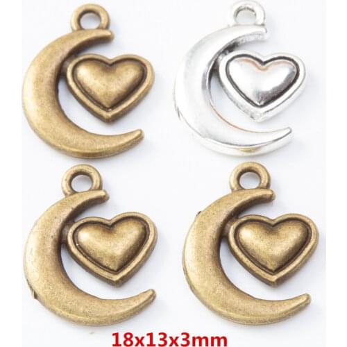 50 pieces of retro metal zinc alloy Moon and love Pendant for DIY handmade jewelry necklace making 8080