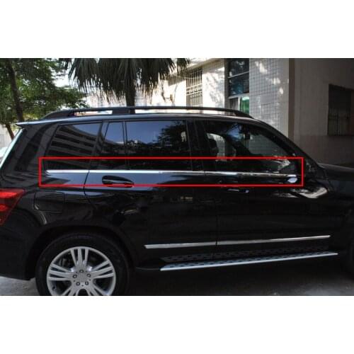 6pcs/set Stainless Steel Car Lower Window Molding Trim Stickers For Mercedes Benz X204 GLK200 GLK300 Car Accessories