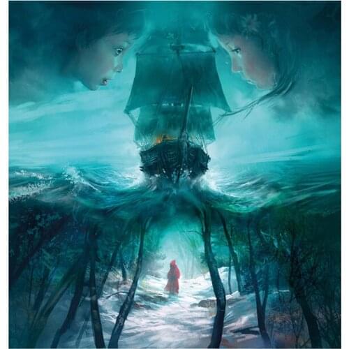 Diamond picturepainting kit rhinestone full square diy diamond mosaic Pattern Cross Stitch Rhinestone forest sea boat HL844