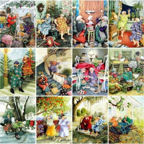 AZQSD Full Square Diamond Painting Woman Couple Cross Stitch Handicraft Diamond Embroidery Cartoon Mosaic Home Decoration Gift
