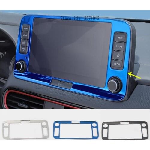 Car Sticker Console Central Control Navigation Switch Trim Frame Parts 1pcs For Hyundai Kona Encino Kauai 2017 2018 2019 2020