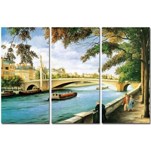 Free Shipping 3 Panels Landscape Canvas Art Painting Wall Pictures Home Decor for Living Room without Frame