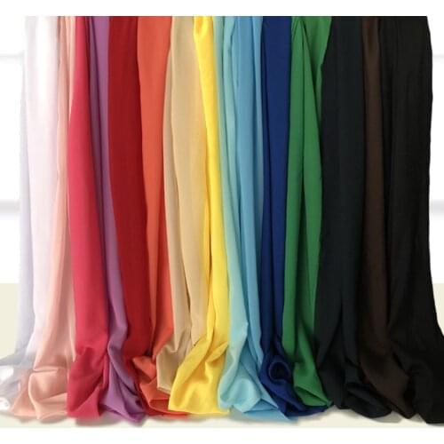 Free Shipping 1*1.5m Polyester Chiffon Fabric Solid Soft For Woman Scarf In Summer Multi-Color Dress Fabric