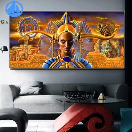 Large size Diamond Painting Egyptian Queen Portrait Gold Full Square/round Drill Mosaic Living Room decoration mosaic embroidery