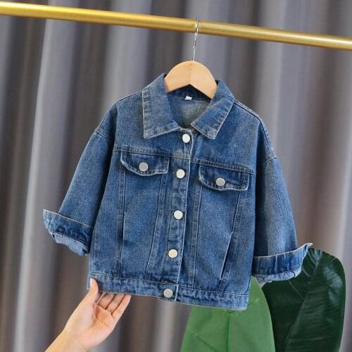Baby Girls Rainbow Embroidery Denim Jacket 2020 New Autumn Childrens Fashion Long Sleeves Laple Loose Tops Girls Coat 2-6 Years