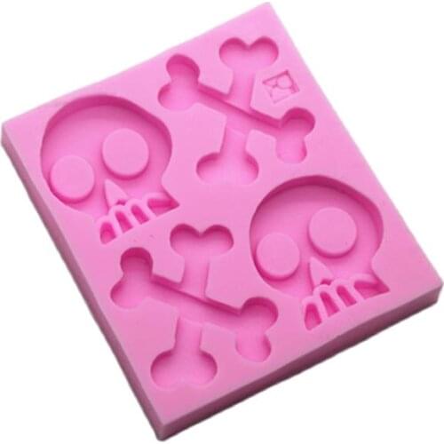 DIY Skull Bones Pirate Sign Modeling Silicone Cake Mold Chocolate Jello Mold Fondant Cake Decorating Tools Pastry Baking H478