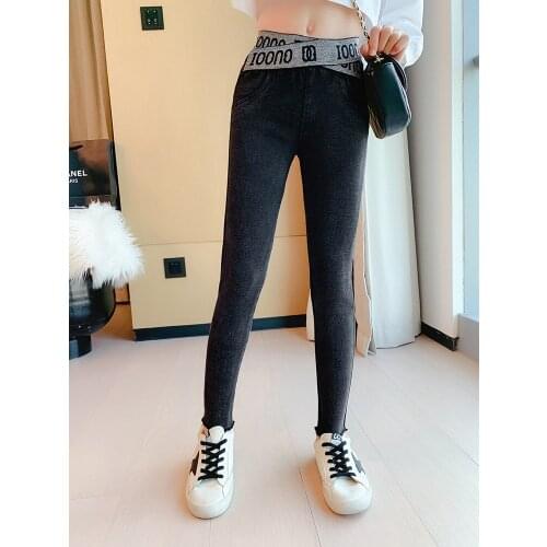 Girls Stretch Jeans Spring Autumn Clothes 2021 New Childrens Long Trousers Girls Outer Wear Pencil Pants Girls Slim Leggings