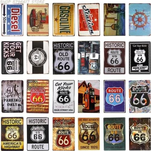 Historic American Highway 66 Car Decoration License Plate Vintage Tin Sign Wall Stciker for Garage Shop Bar Hot Rod Poster
