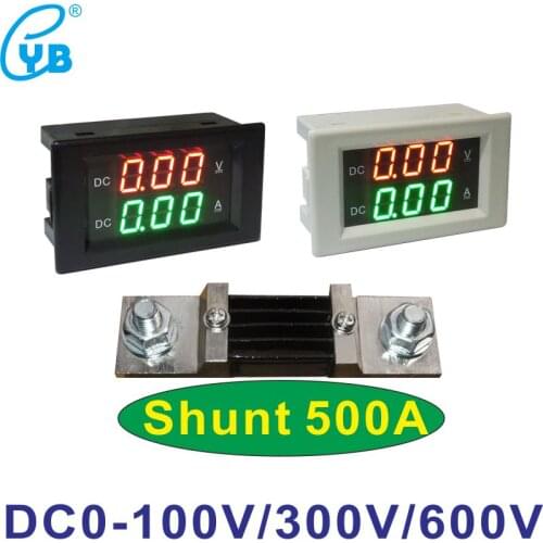 DC 0-500A Voltage Current Meter DC 0-100V 300V 600V Voltmeter Ampere Meter Voltage Tester Amp Volt Panel Meter Include Shunt