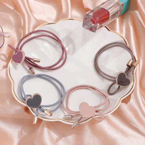 Korean Version Of The Simple Love Bow Hair Rope Acrylic Hair Ring Handmade Rubber Band Womens Headdress Hair Accessorie