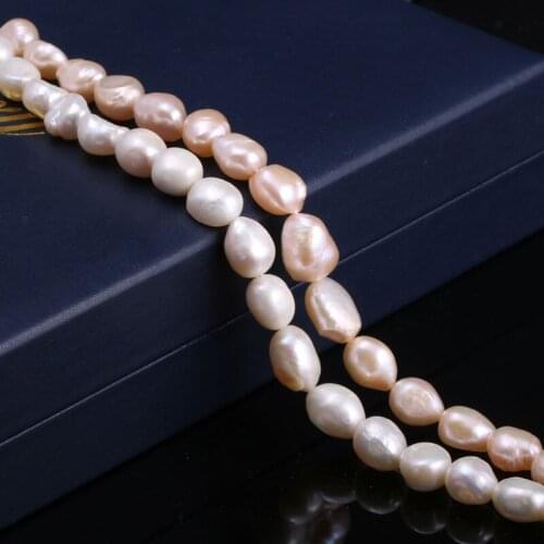 Irregular White Pink Pearl Natural Freshwater Pearl Beads Punch Loose Beads for Elegant Necklace Bracelet Jewelry Making 9-10mm