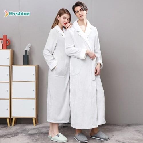 Coral Velvet Nightgown Womens Spring and Autumn Winter Bathrobe Plus Large Size Thickened Long Flannel Mens Home Wear