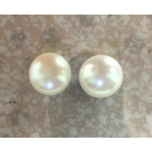 HUGE 12-13mm natural natural south sea genuine bread white pearl earring