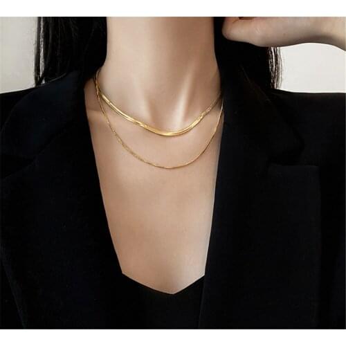 316L Stainless Steel Rose Gold Double Snake Bone Necklace No Fade