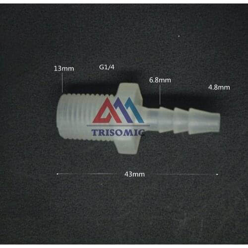 4.8mm-G1/4 Straight Connector Plastic pipe Fitting Barbed Connector with thread Material PP Fish Tank Airline Aquarium