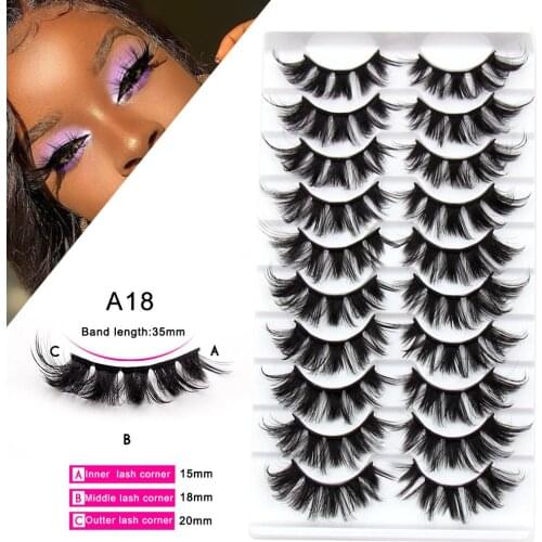 Lashes 5/10 Pairs 3D Faux Mink Lashes Fluffy Soft Wispy Volume Natural long False Eyelashes Eye Lashes Reusable Eyelashs Makeup