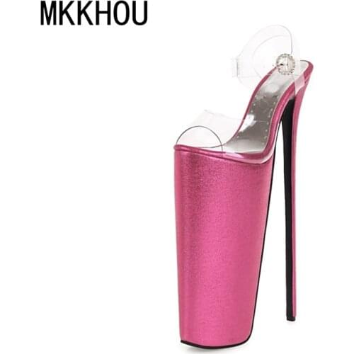 MKKHOU Sandals Women 2021 New Summer Sexy Transparent Fish Mouth 30cm Super Pumps Crazy High Heels Catwalk Shoes Large Size34-52