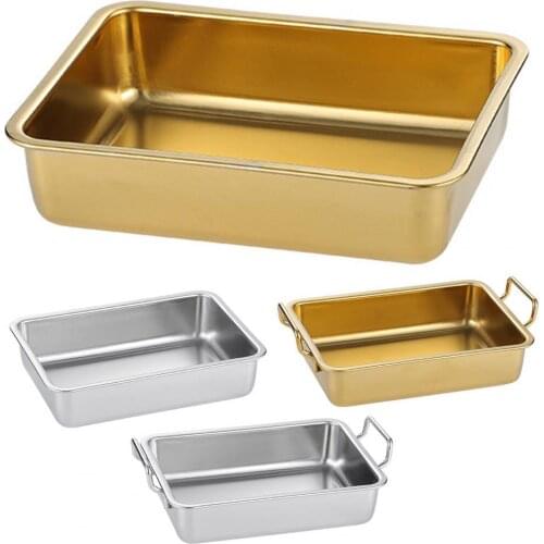 High Temperature Resistance Serving Trays Non-stick Multifunctional Stainless Steel Rectangle Metal Tray for Kitchen