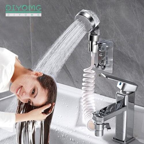 Bathroom Basin Faucet Extender Head Washbasin External Shower Water Divider Bidet Sprayer Hair Washing Faucet Rinser Extension