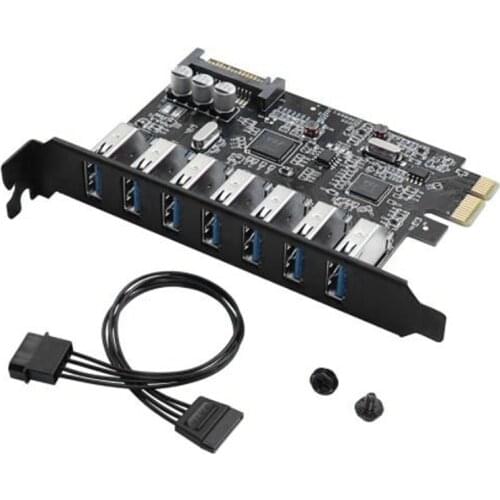 USB 3.0 PCI-E Expansion Card Adapter 7 Ports USB 3.0 Hub Adapter External Controller PCI-E Extender PCI Express Card