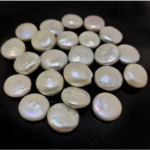 AAA 13-15mm Natural White Coin Shaped Freshwater Loose Pearl,Sold by Piece