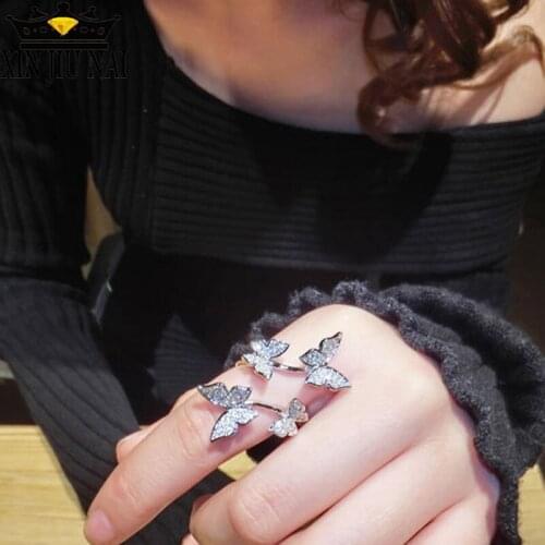 2019 New Fashion Women Rings Jewelry Handmade Shine Cubic Zirconia Butterfly Wings Ring For Bride Wedding Anniversary
