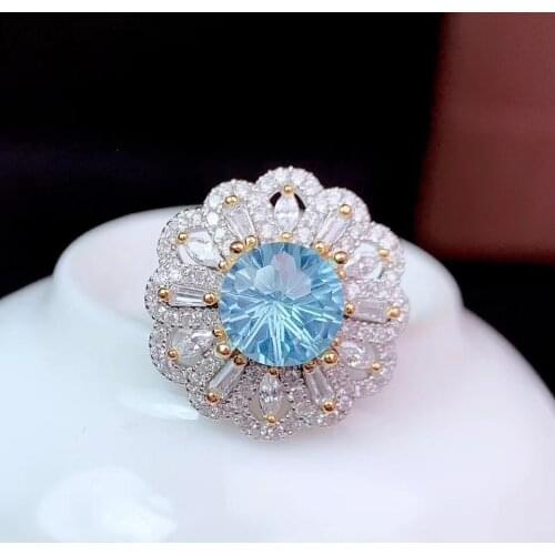 8X8mm size natural topaz ring for women jewelry real 925 silver round natural gem certified birthday gift good fireworks