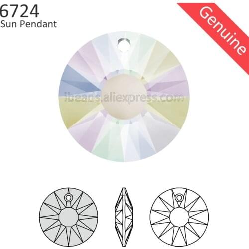 1 piece) 100% Original Crystal from Swarovski 6724 Sun Pendant made in Austria loose beads rhinestone for DIY jewelry making