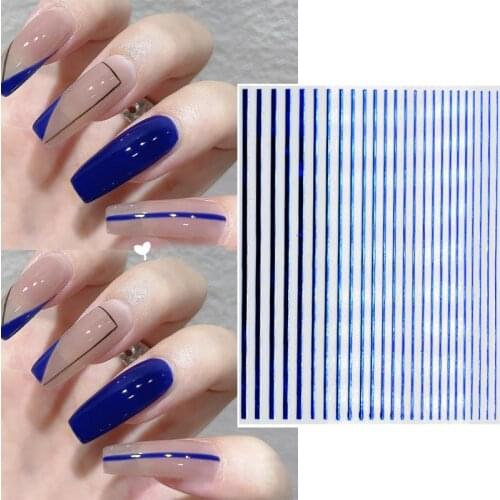 1 Sheet Nail Sticker Gold Silver Line 3D Metal Strip Tape Multi-size Adhesive Nail Decoration Sticker DIY Nail Stickers