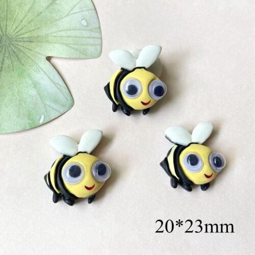 10Pcs 20*23mm Cartoon 3D Bee Cabochon Resin Planar Home Decoration Patches Botton DIY Hairpin Girls Accessories