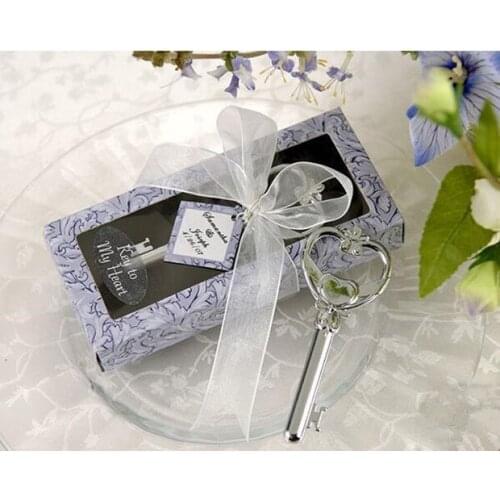 10pcs/lot Love Key Design Bottle Opener Purple Gift Box Packing Wedding & Part Gift Souvenirs