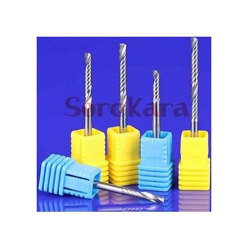 3.175*28mm Single Flute CNC Router Bits One Flute Spiral End Mill Carbide Milling Cutter Engraving Carving Tools or Woodworking