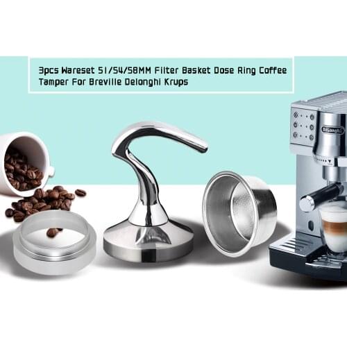 3PCS Breville Delonghi Filter Krups 51MM 54MM 58MM Filter Basket Cup Coffee Tamper Dosing Ring Wareset Coffeeware Birthday Gifts