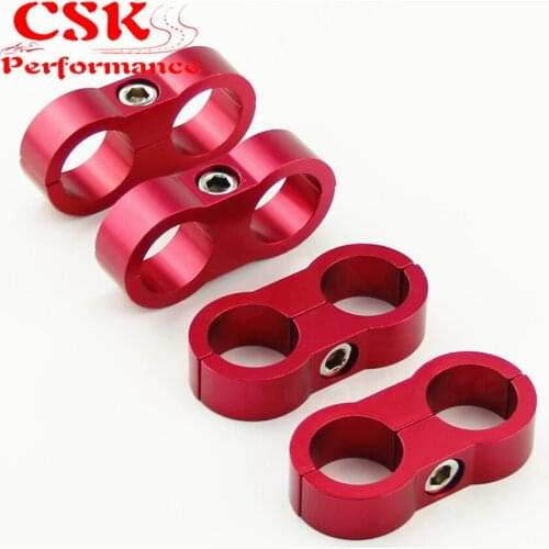 4pcs AN -10 AN10 19MM Braided Hose Separator Clamp Fitting Adapter Bracket red