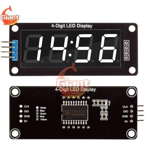 0.56 Inch TM1637 4-Digit Digital LED Display Tube Decimal 7 Segment Clock Double Dots Module Blue White Yellow Green LED Display