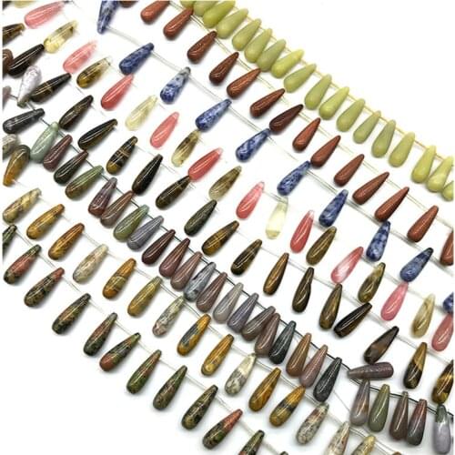 5pcs/bag natural crystal semi-precious stone long drop shaped horizontal hole loose beads DIY necklace hairpin accessories