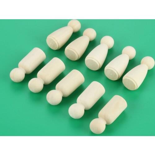 50Pcs 55mm Unfinished Female Male Natural Wooden Peg Dolls Unpainted Figures Wedding Cake Topper Crafts DIY Gift Room Decoration