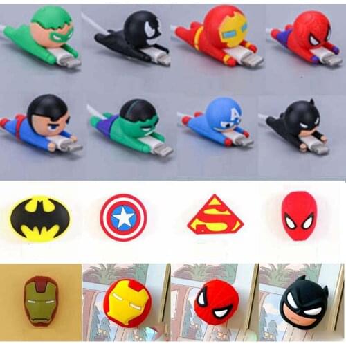 50PCS Silicone Cute Bite Cartoon Hero Series Cable-Winder USB Data Line Protector Cord Cover Decorate Phone Accessories