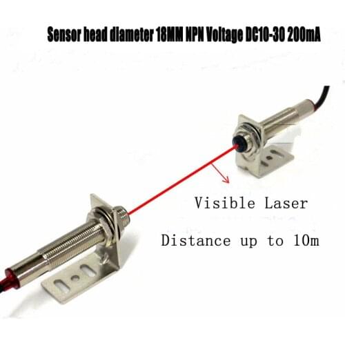 Free ship M18 NPN laser sensor switch visible light Laser beam photoelectric switch sensor high High Precision 5pair/lot