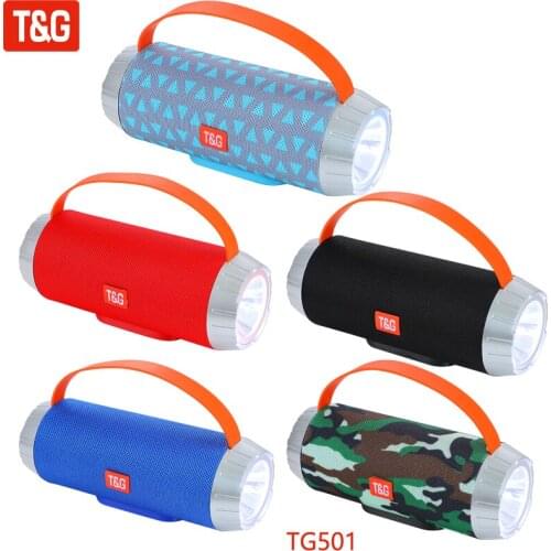 T&G TG501 Wireless Bluetooth Speaker Portable Handheld Multi Function Led Flashlight Stereo Bass Handsfree Loudspeaker Music Box