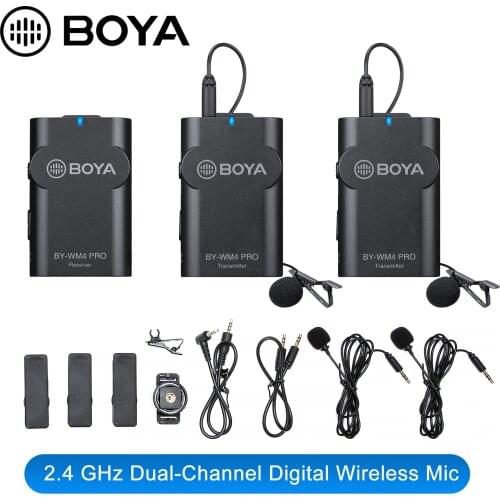 BOYA BY-WM4 Pro Wireless system Condenser Microphone Lavalier Lapel for Camera DV Smartphone for live streaming,vlogging