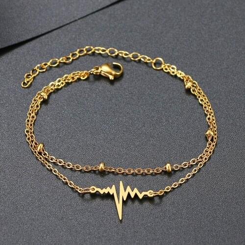 Stainless Steel Bracelets Electrocardiogram Fashion Style Double Layer Bracelet For Women Fine Fashion Jewelry Wedding Gifts