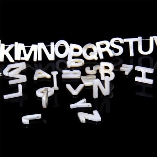 26 Capital Letter Shell Bead Charms Classic A to Z Natural Mother of Pearl Shell Beads For Jewelry Necklace Making DIY Handmade