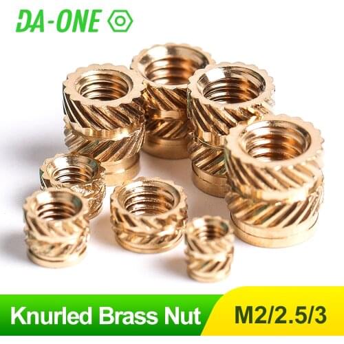 DA ONE M2 M2.5 M3 Hot Melt Inset Nuts 100/200 Pcs SL-Type Double Twill Knurled Injection Brass Nut For 3D Printed Parts