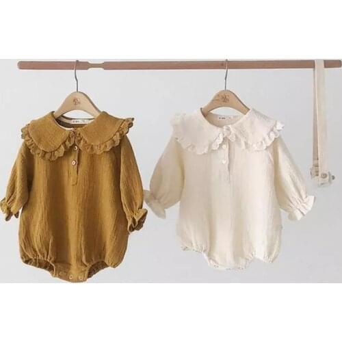 Baby Spring Autumn Clothing Infant Newborn Baby Girls Bodysuit Cotton Clothes Outfit Ruffle Collar Baby Jumpsuit Playsuit