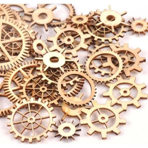 20-40mm 36pcs Unfinished Wood Craft Gear Wheel Scrapbooking DIY For Handmade Home Decor Mix Natural Wooden Embellishments m1653