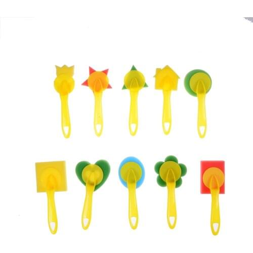 Childrens Painting Tool Sponge Paint Brush Seal Sponge Brush Handle Graffiti Kids DIY Doodle Drawing Toys patterns randomly