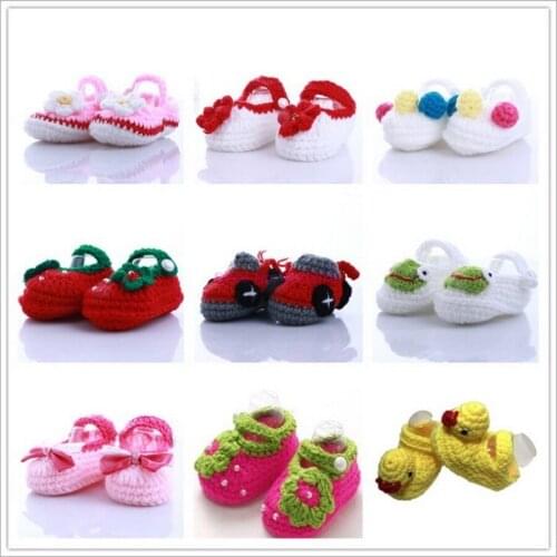 DHL 100pair Boutique flowers crochet baby shoes girls,Toddler Bow Solid Color baby winter shoes First Walkers
