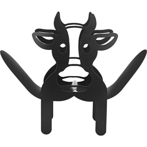 Home Iron Roll Paper Towel Holder Black Flower/Cows Crafts Bathroom Rack Ornaments Toilet Roll Holder Kitchen Bathroom Storage